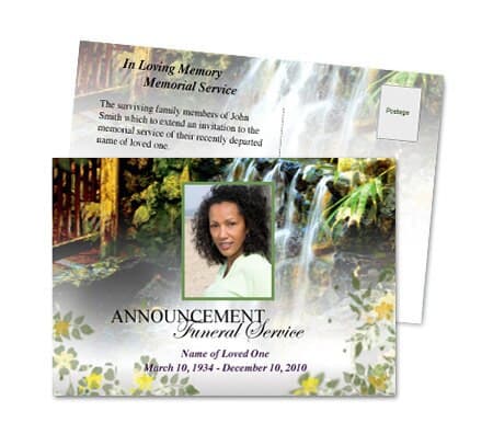 Serene Funeral Announcement Postcard Template - The Funeral Program Site