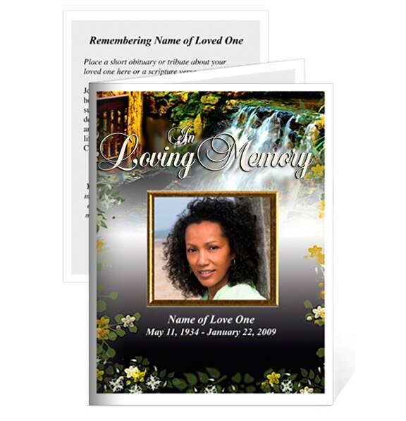 Serene Small Memorial Card Template - The Funeral Program Site