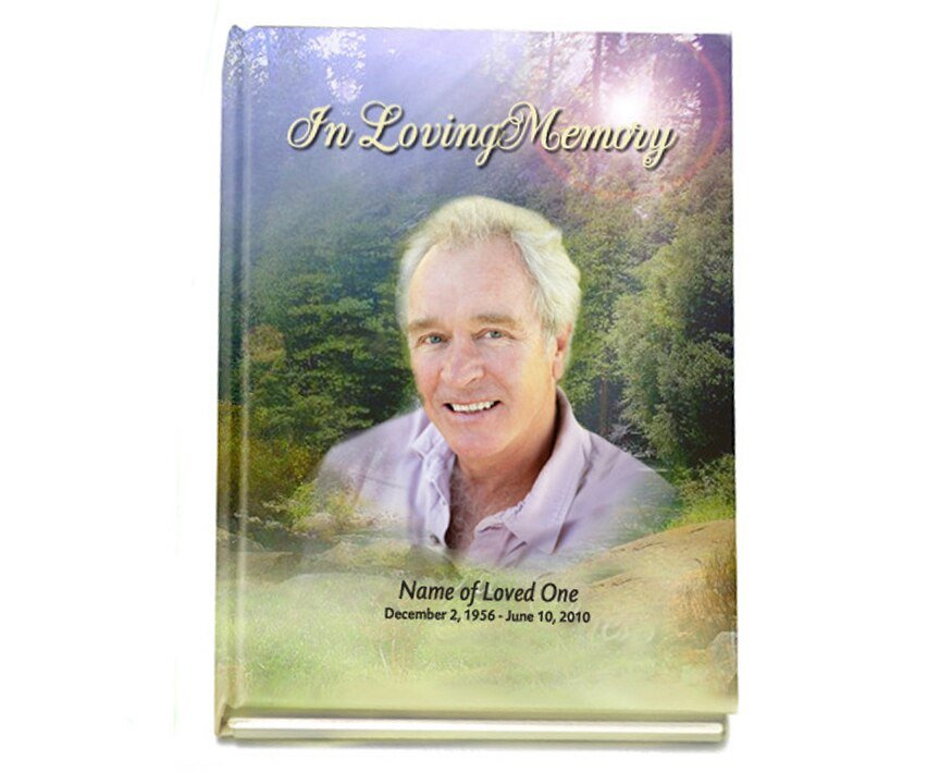 Serenity Perfect Bind Memorial Funeral Guest Book - The Funeral Program Site