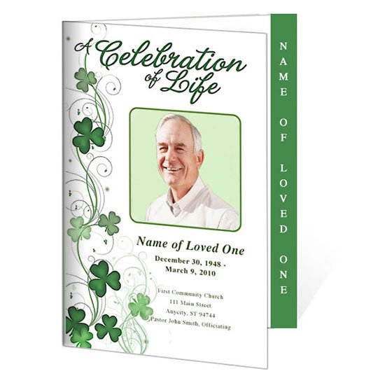 Shamrock 4 - Sided Graduated Funeral Program Template - The Funeral Program Site