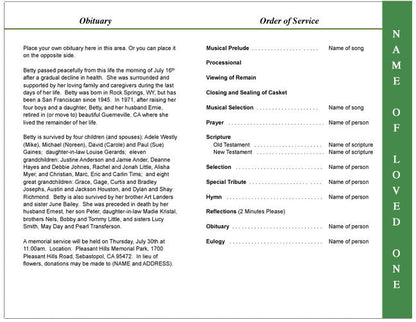 Shamrock 4 - Sided Graduated Funeral Program Template - The Funeral Program Site