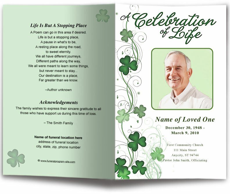 Shamrock Funeral Program Template - The Funeral Program Site