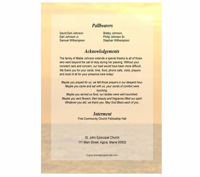 Shine 4 - Sided Graduated Funeral Program Template - The Funeral Program Site