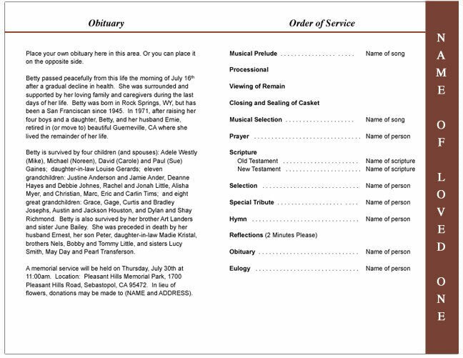 Shine 4 - Sided Graduated Funeral Program Template - The Funeral Program Site