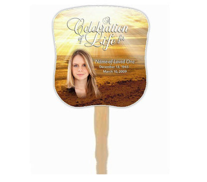 Shine Cardstock Memorial Fan With Wooden Handle (Pack of 10) - The Funeral Program Site