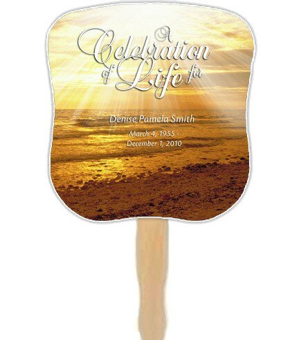 Shine Cardstock Memorial Fan With Wooden Handle (Pack of 10) - The Funeral Program Site