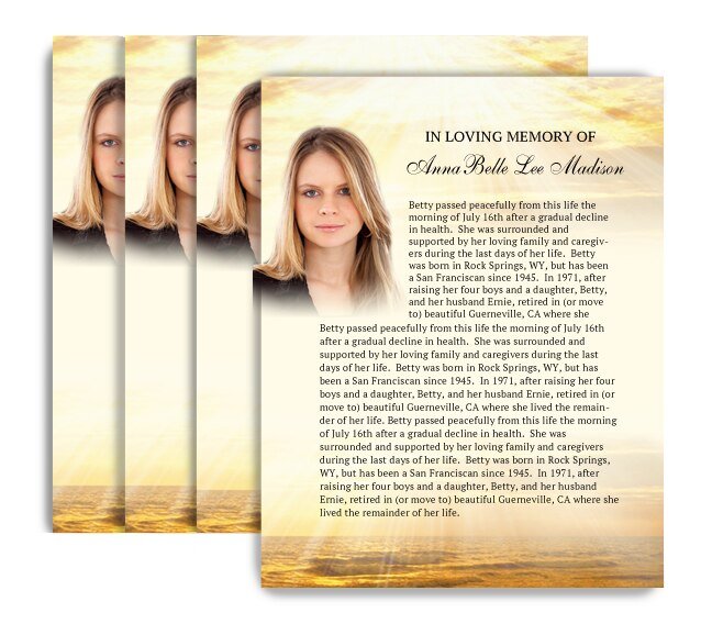 Shine Funeral Flyer Design & Print (Pack of 50) - The Funeral Program Site