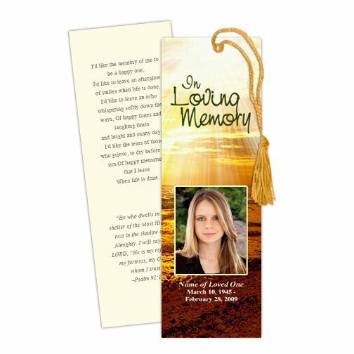 Shine Memorial Bookmark Template - The Funeral Program Site