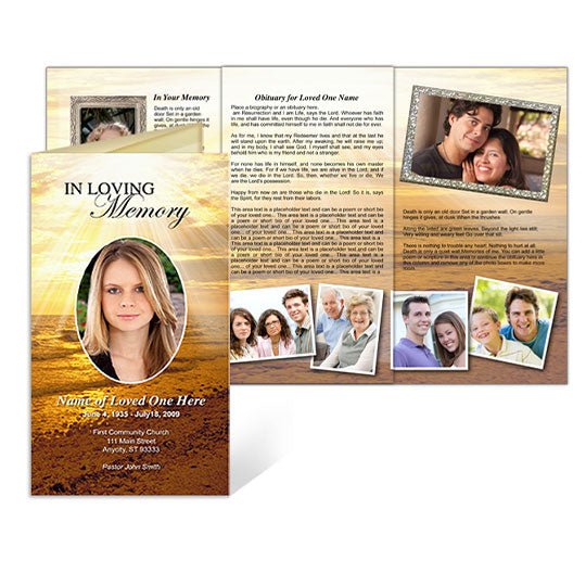 Shine TriFold Funeral Brochure Template - The Funeral Program Site