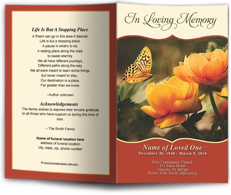 Sienna Funeral Program Template - The Funeral Program Site