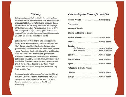 Sienna Funeral Program Template - The Funeral Program Site