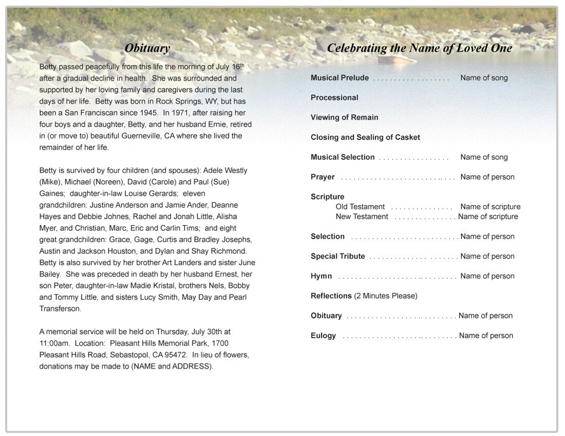 Sierra Funeral Program Template - The Funeral Program Site