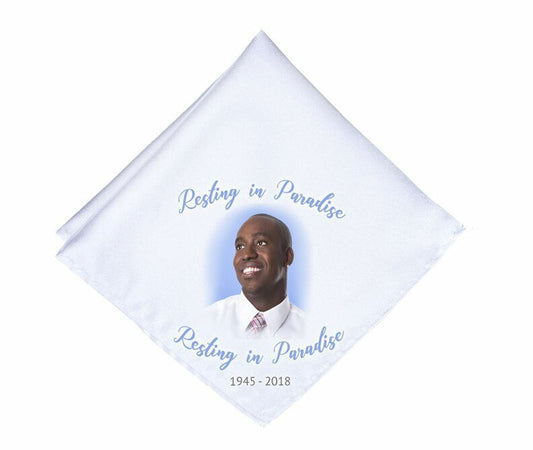 Simple Cameo Personalized Memorial Handkerchief - The Funeral Program Site