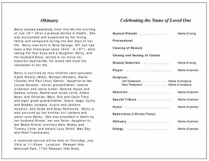 Simple Funeral Program Template - The Funeral Program Site