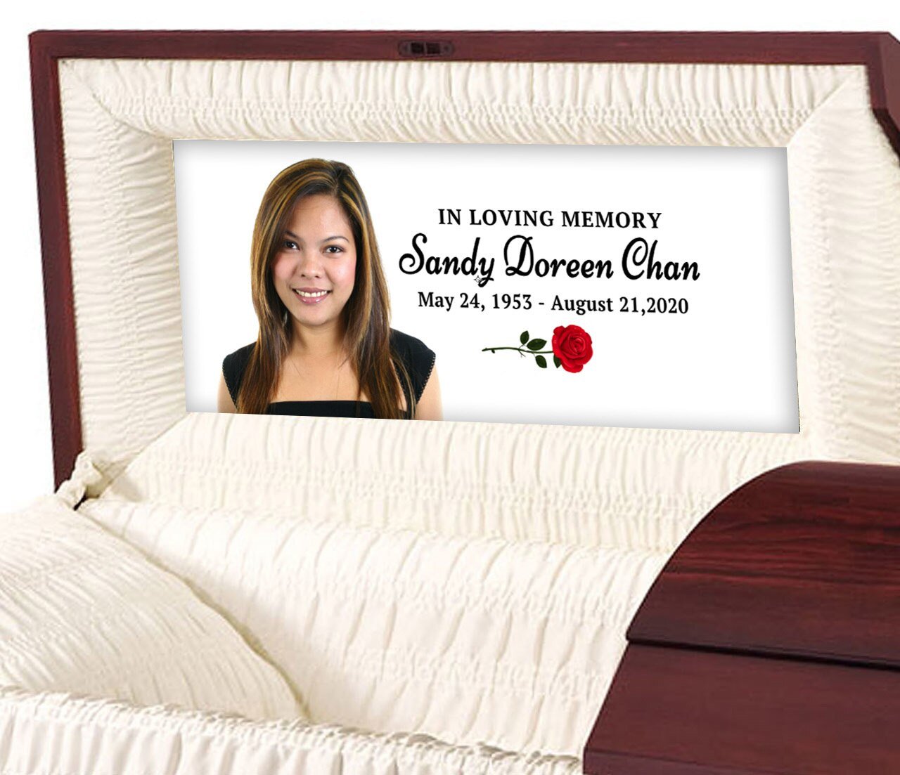 Simple Rose Personalized Casket Panel Insert - The Funeral Program Site