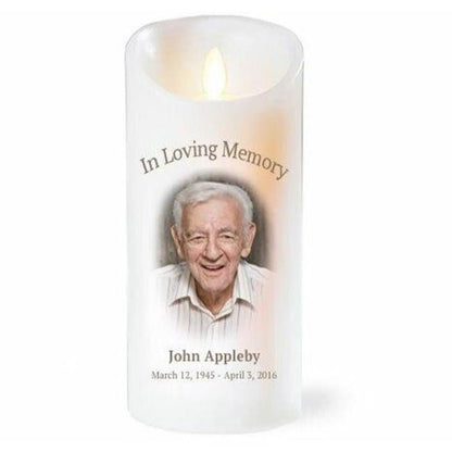 Simple With Personalized Photo Dancing Wick LED Candle - The Funeral Program Site