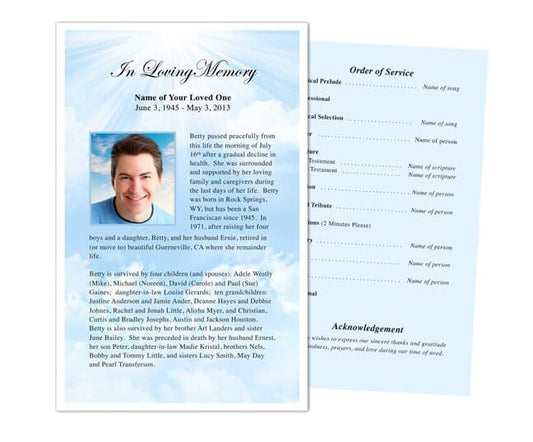 Sky Blue Funeral Flyer Template - The Funeral Program Site