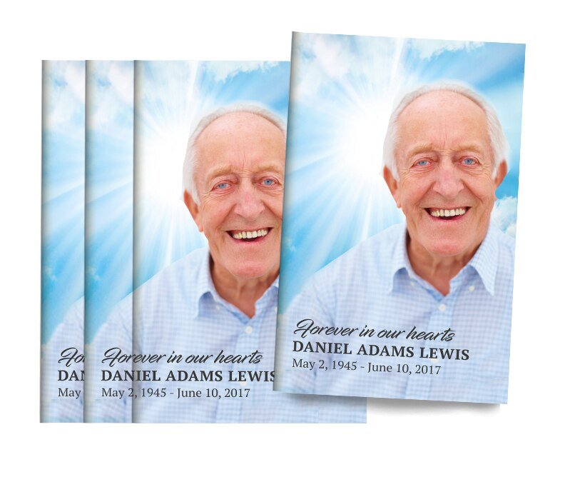 Sky Glow Bifold Funeral Program Design & Print (Pack of 50) - The Funeral Program Site