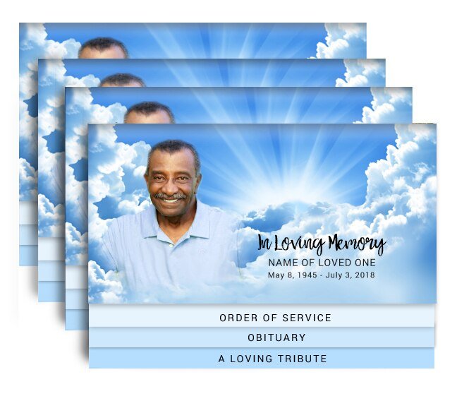 Skylight 8 - Sided Graduated Bottom Funeral Program Design & Print (Pack of 50) - The Funeral Program Site