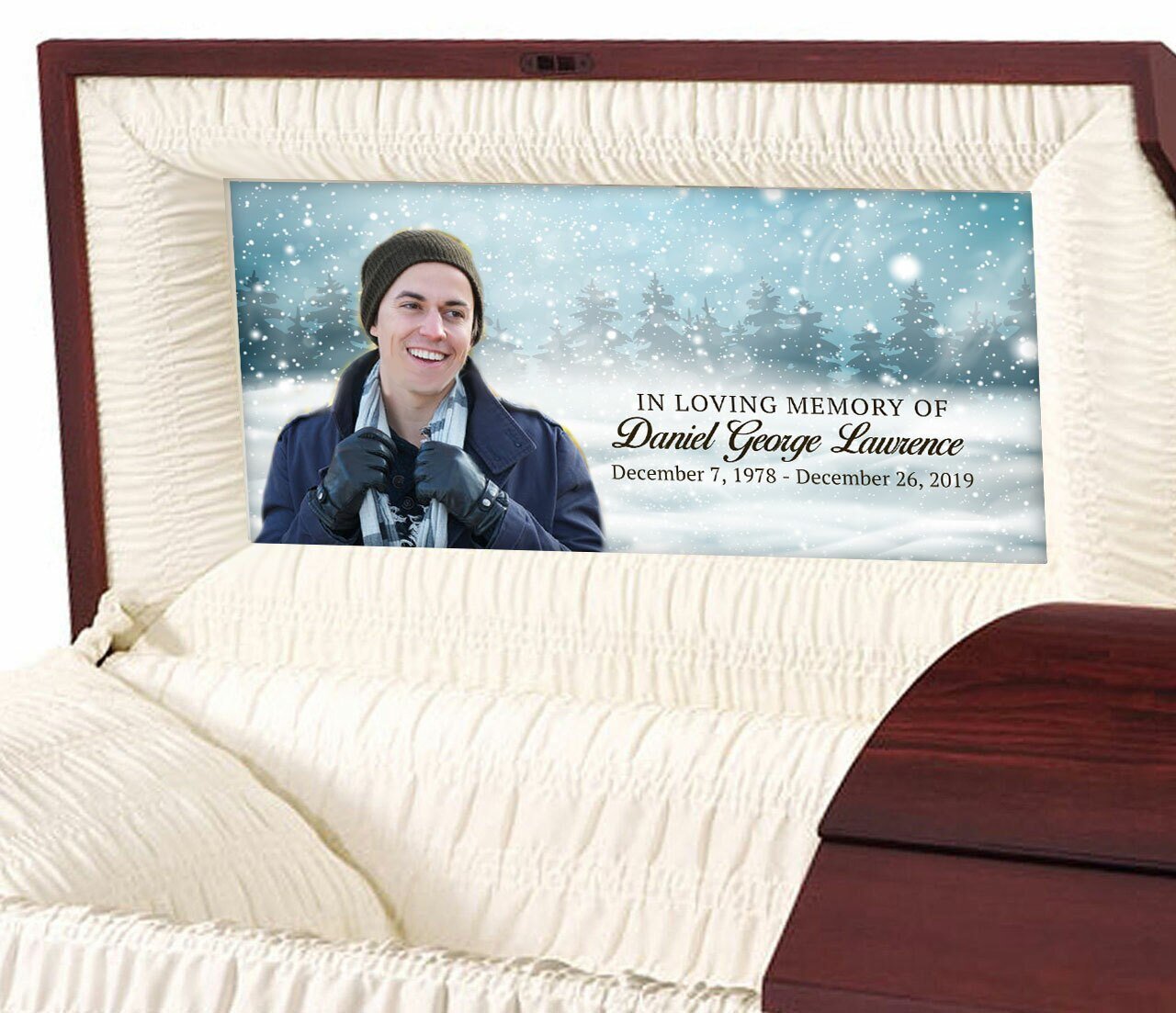 Snow Day Custom Casket Panel Insert - The Funeral Program Site