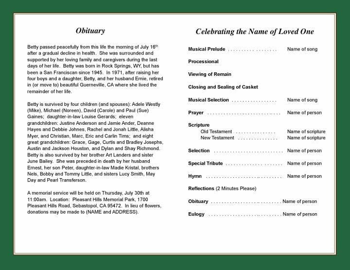 Soccer Funeral Program Template - The Funeral Program Site