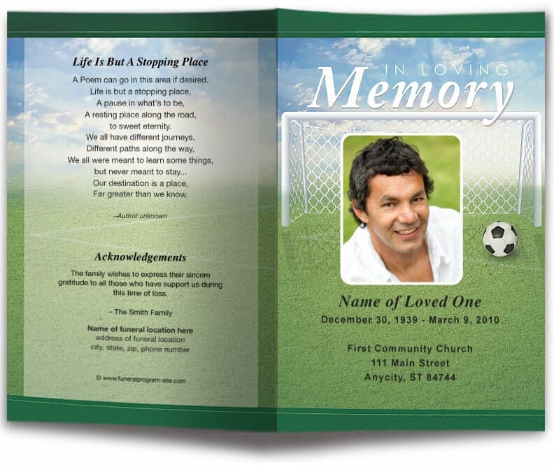 Soccer Funeral Program Template - The Funeral Program Site