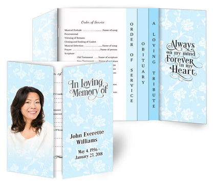 Soft Blue Gatefold - Graduated Combo Funeral Program Design & Print (Pack of 50) - The Funeral Program Site