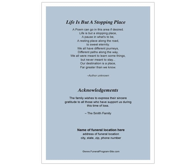 Solitude 4 - Sided Graduated Funeral Program Template - The Funeral Program Site