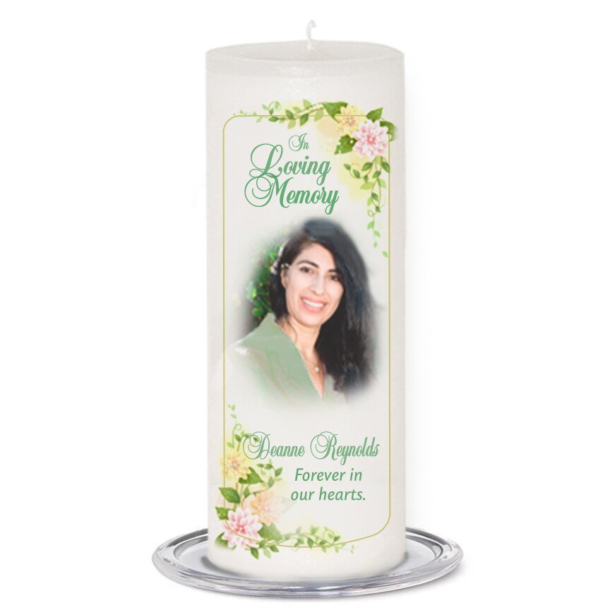 Somerset Personalized Wax Pillar Memorial Candle - The Funeral Program Site