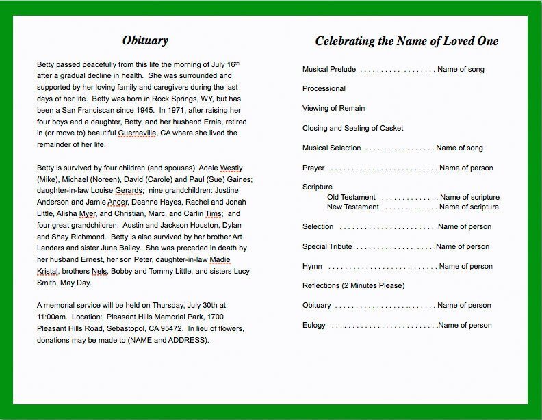 South Africa Funeral Program Template - The Funeral Program Site