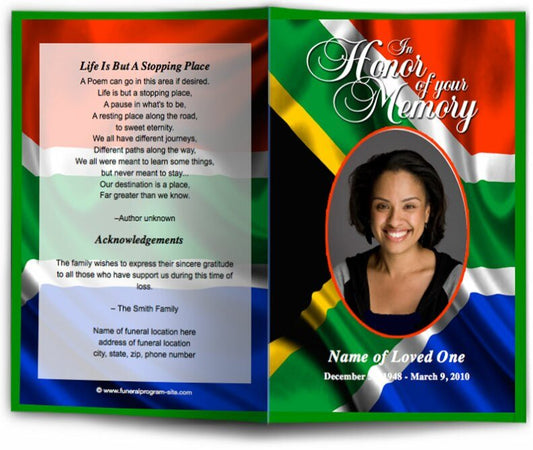 South Africa Funeral Program Template - The Funeral Program Site