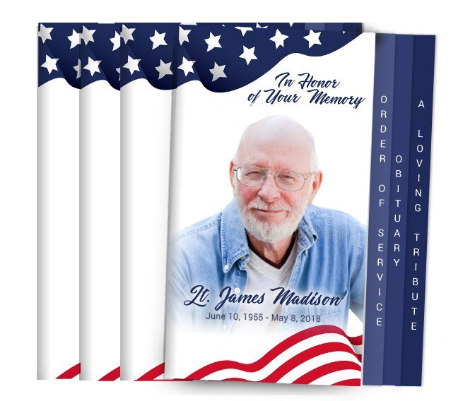 Spangled 8 - Sided Graduated Funeral Program Design & Print (Pack 50) - The Funeral Program Site