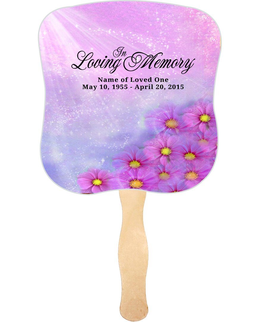 Sparkle Cardstock Memorial Fan With Wooden Handle (Pack of 10) - The Funeral Program Site