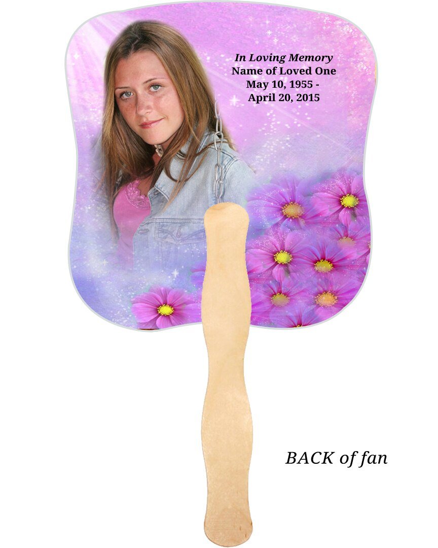 Sparkle Cardstock Memorial Fan With Wooden Handle (Pack of 10) - The Funeral Program Site