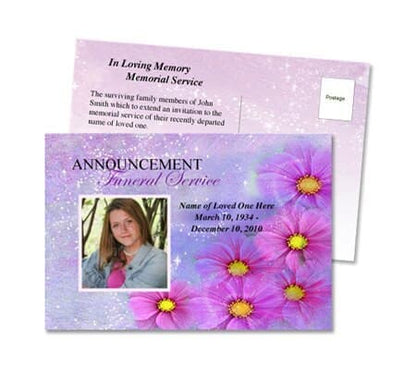 Sparkle Funeral Announcement Template - The Funeral Program Site