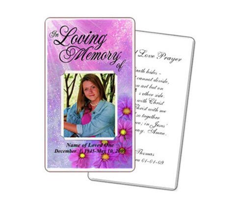 Sparkle Prayer Card Template - The Funeral Program Site