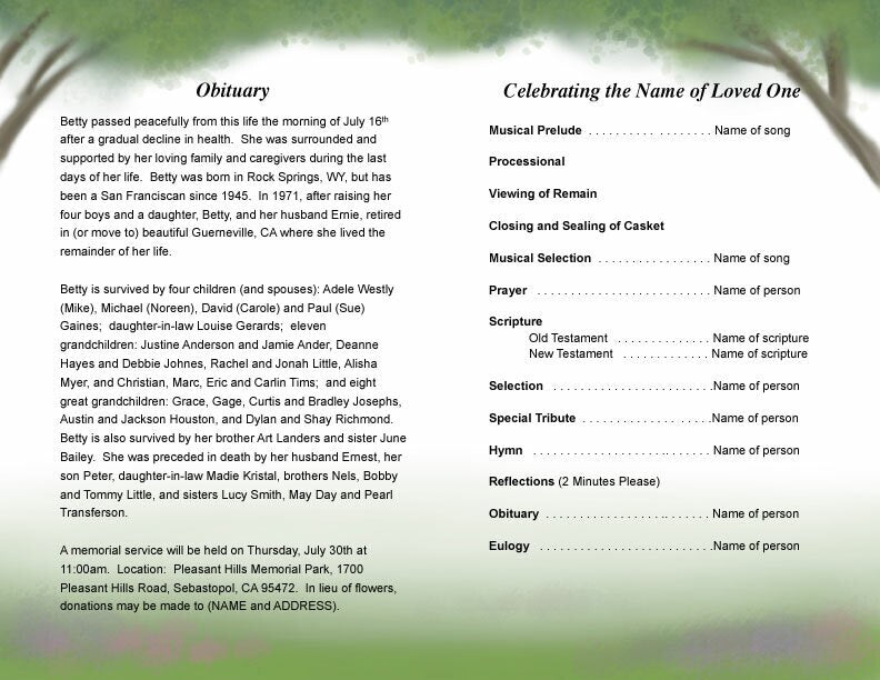 Spirit Funeral Program Template - The Funeral Program Site