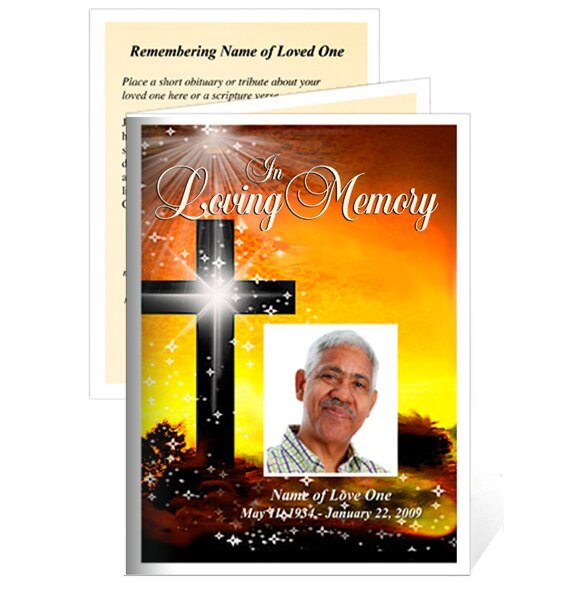 Splendor Small Memorial Card Template - The Funeral Program Site