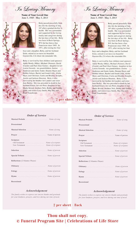 Spring Funeral Flyer Template - The Funeral Program Site