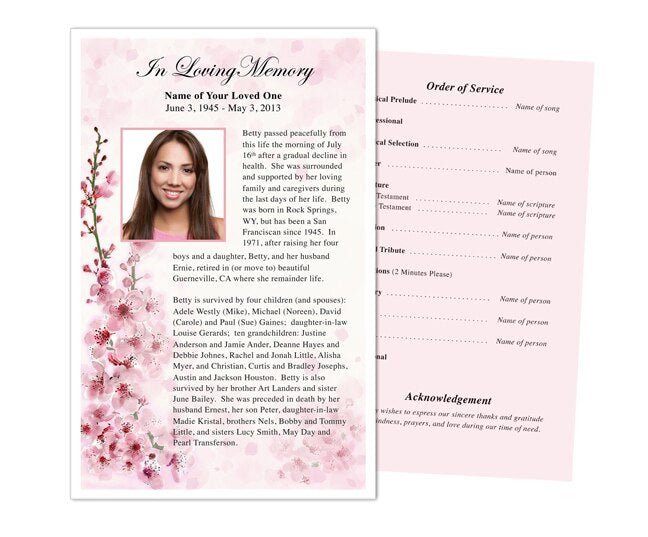 Spring Funeral Flyer Template - The Funeral Program Site