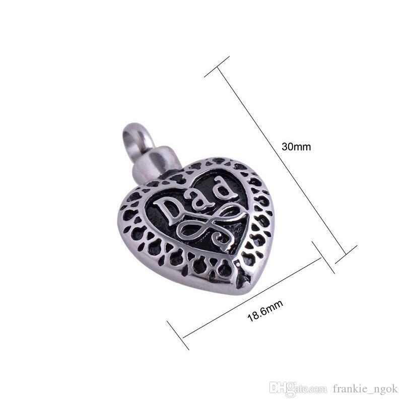 Stainless Steel Dad Heart Urn Pendant Necklace - The Funeral Program Site