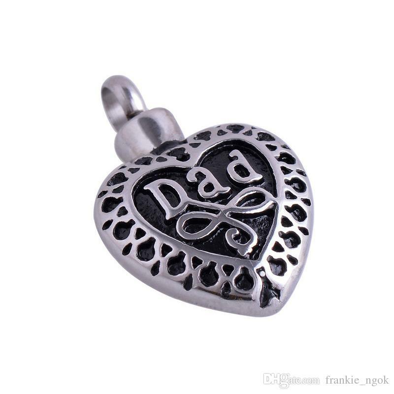 Stainless Steel Dad Heart Urn Pendant Necklace - The Funeral Program Site