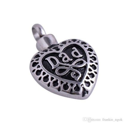 Stainless Steel Dad Heart Urn Pendant Necklace - The Funeral Program Site