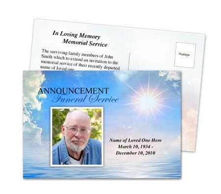 Starlight Funeral Announcement Template - The Funeral Program Site