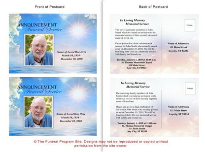 Starlight Funeral Announcement Template - The Funeral Program Site