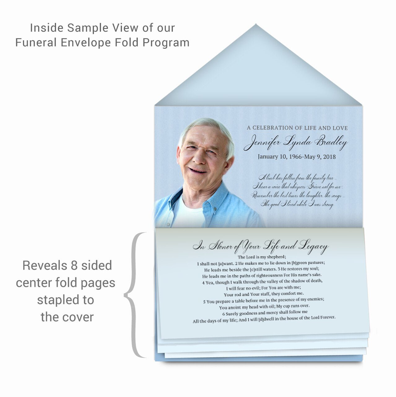 Stripes Envelope Fold Program Done For You Design & Print (Pack of 50) - The Funeral Program Site