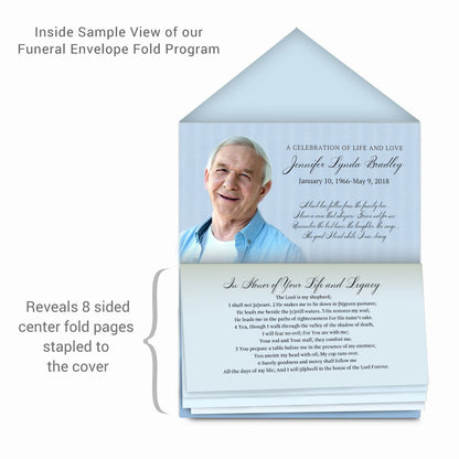 Stripes Envelope Fold Program Done For You Design & Print (Pack of 50) - The Funeral Program Site