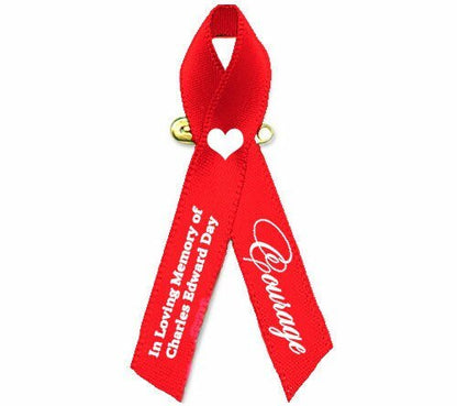 Stroke, Heart Disease Personalized Awareness Ribbon (Red) - Pack of 10 - The Funeral Program Site