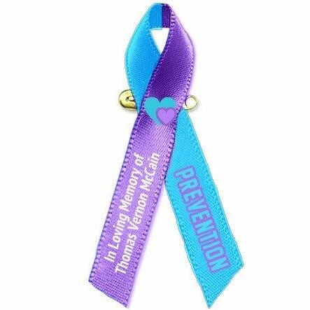 Suicide Awareness Ribbon (Purple - Teal) - Pack of 10 - The Funeral Program Site