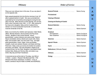 Summer 4 - Sided Graduated Funeral Program Template - The Funeral Program Site